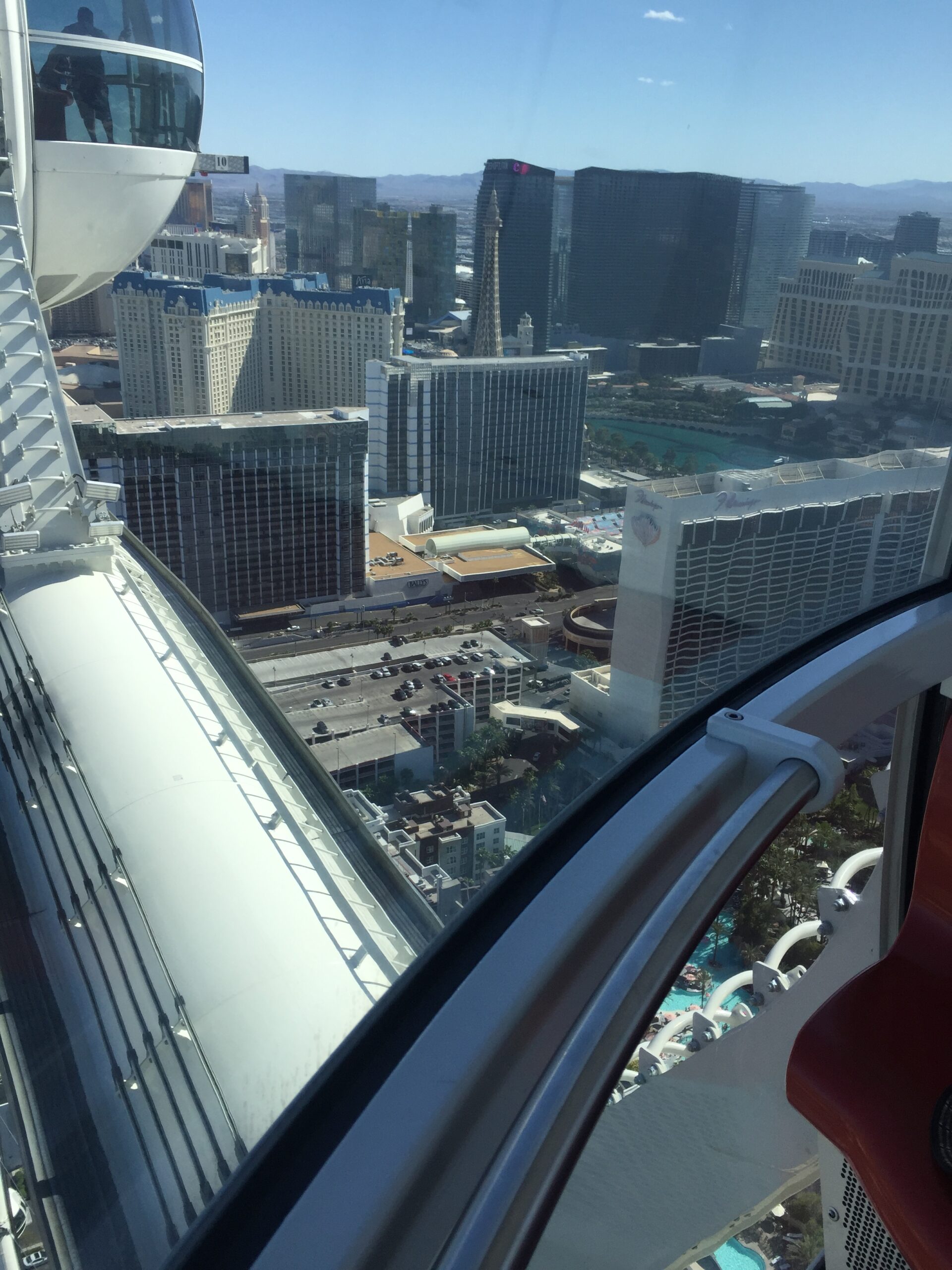 alt="looking through High roller structure to ground below"