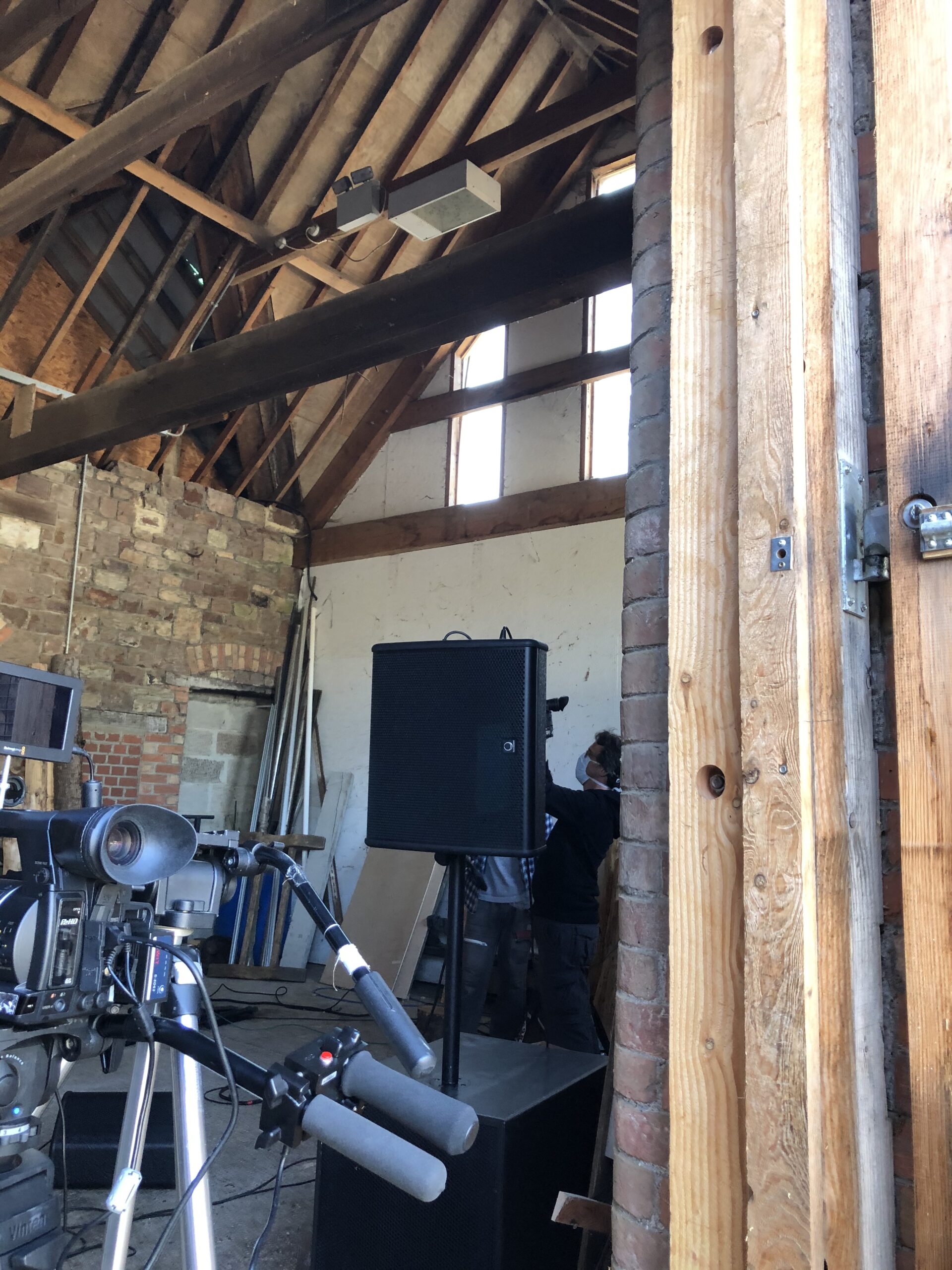 alt="barn with recording equipment"