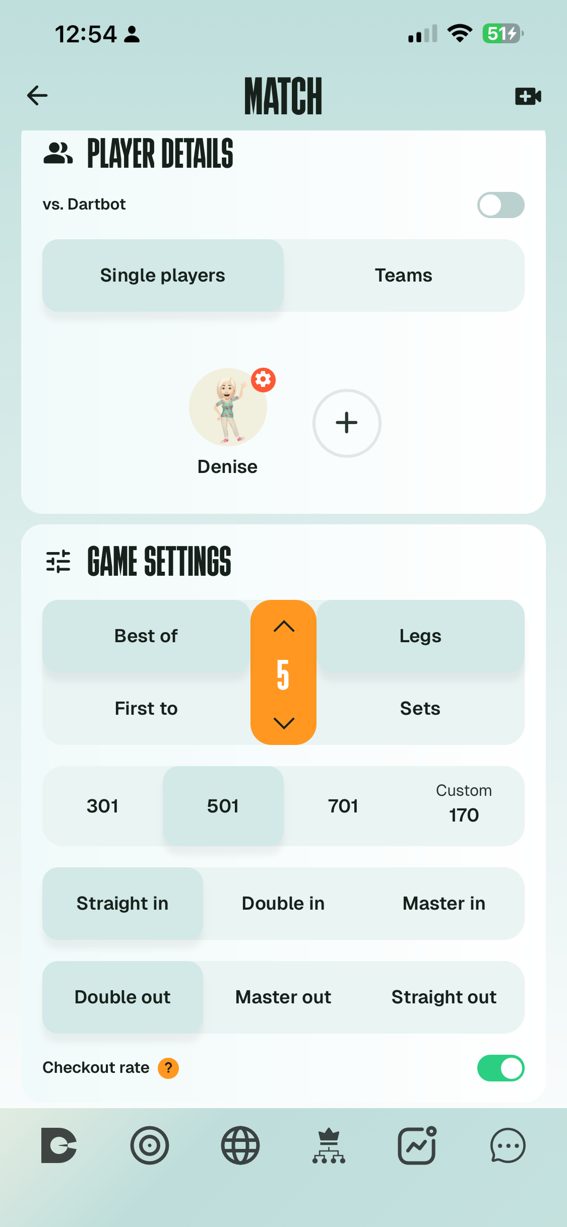 alt="screenshot of Dartcounter app"