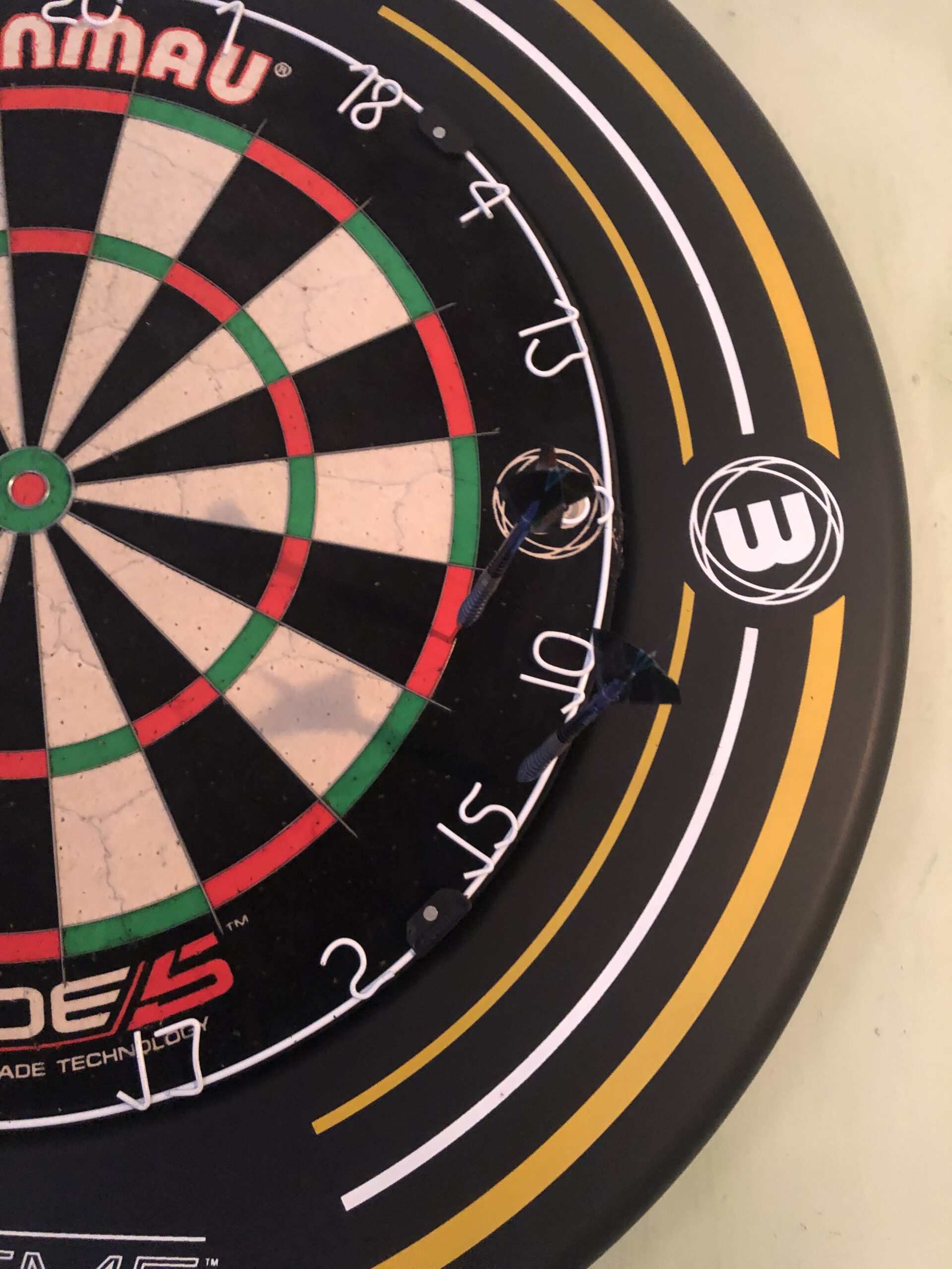 alt="close up of dart board"