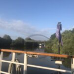 alt="river thames with temporary festival bridge"