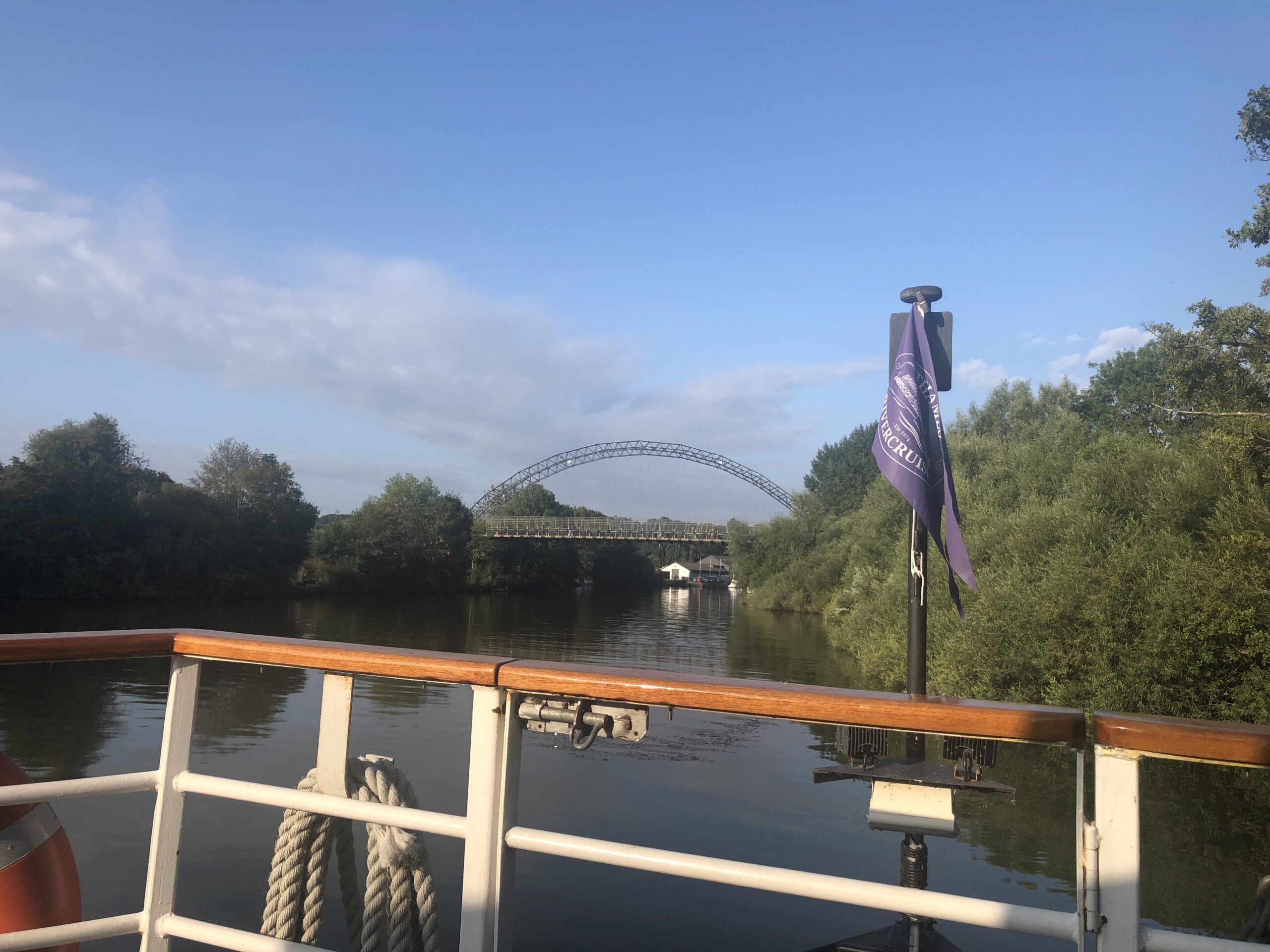 alt="river thames with temporary festival bridge"
