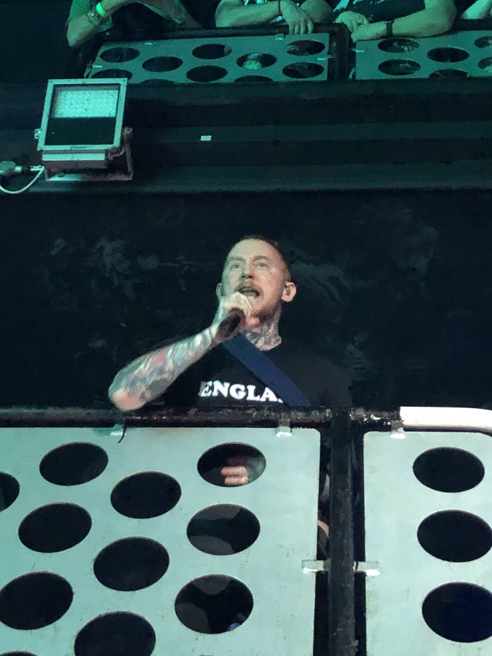 alt="leadsinger Frank Carter with microphone at live gig"