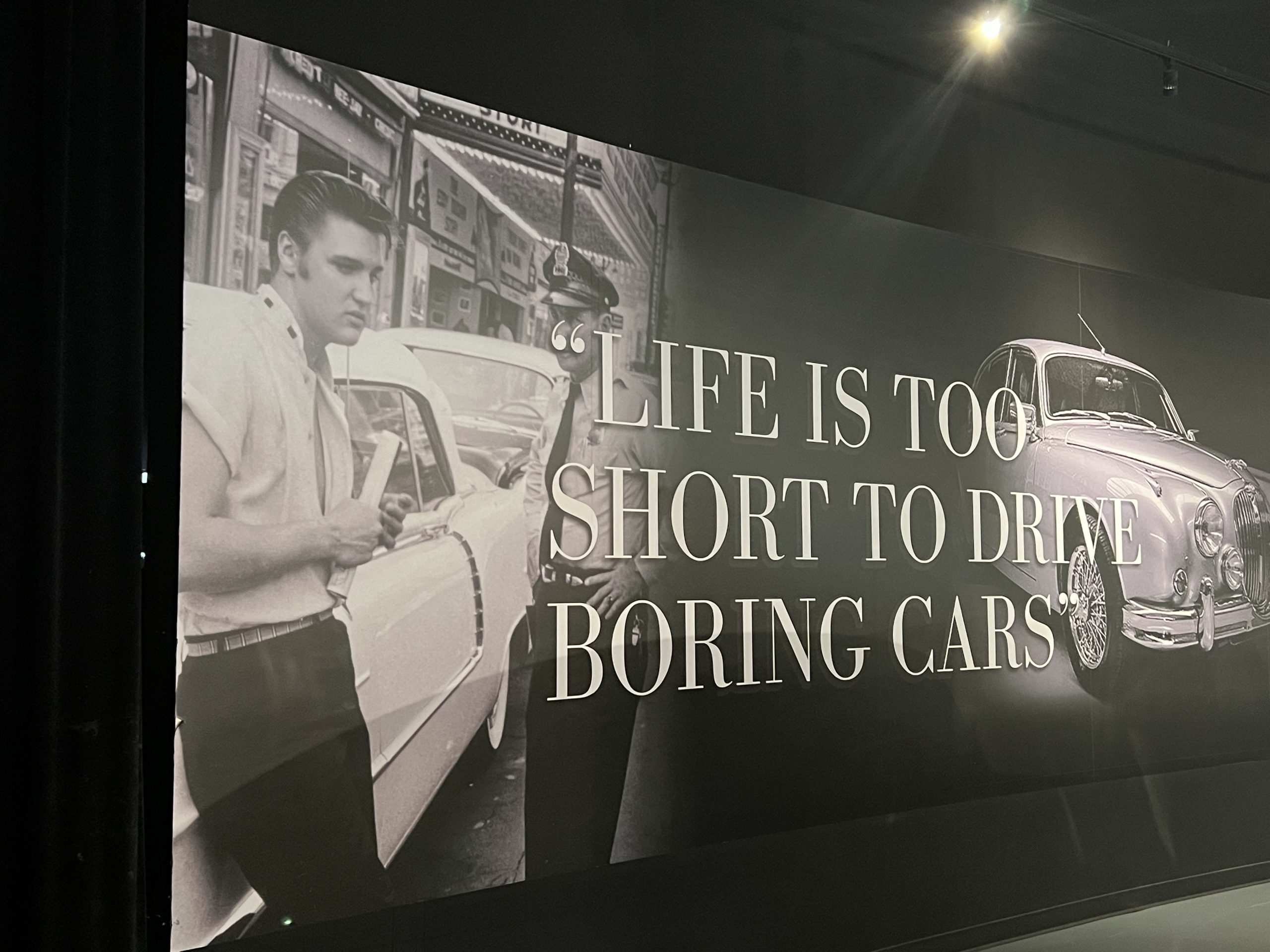 alt="Elvis quote life is too short for boring cars"