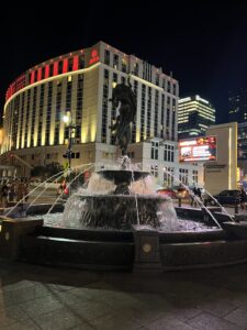 alt="water feature at night"