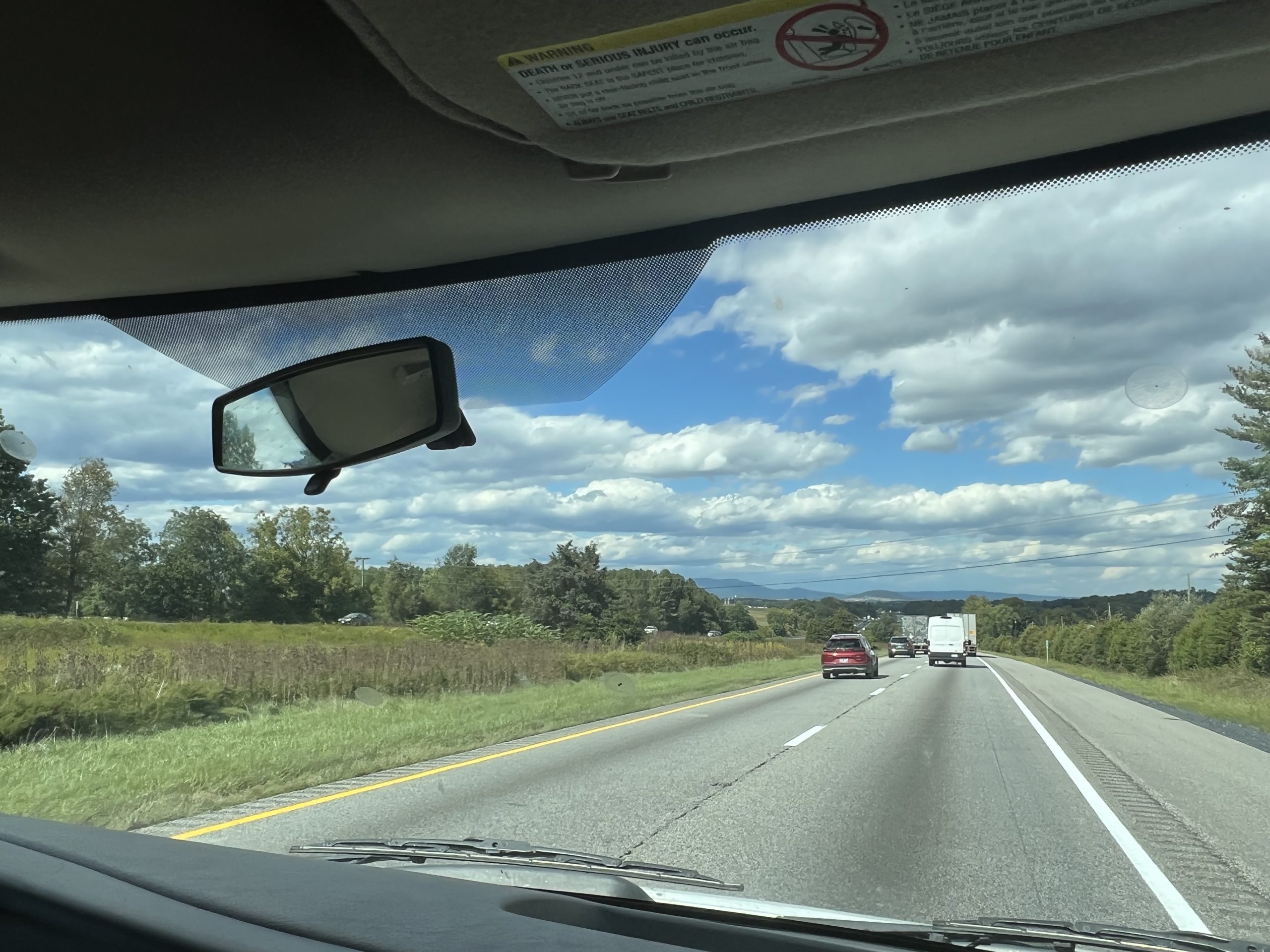 alt="traffic in from of the RV heading towards Harrisonburg"