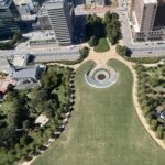 alt="looking down to the park land from the arch"