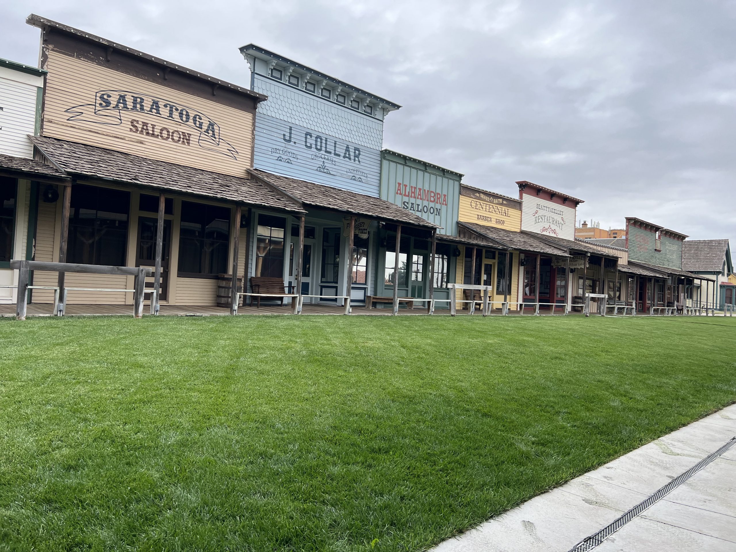 alt=" buildings from the old main street of Dodge City"