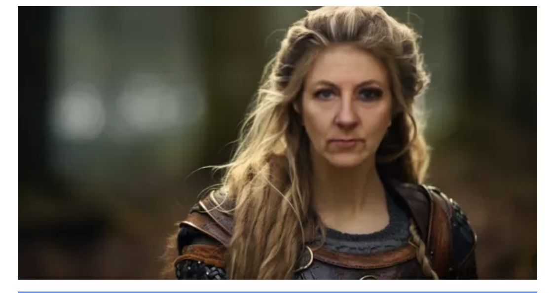 alt="woman with long hair & viking style clothes