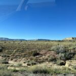 scrub land with rock outcrops in distance