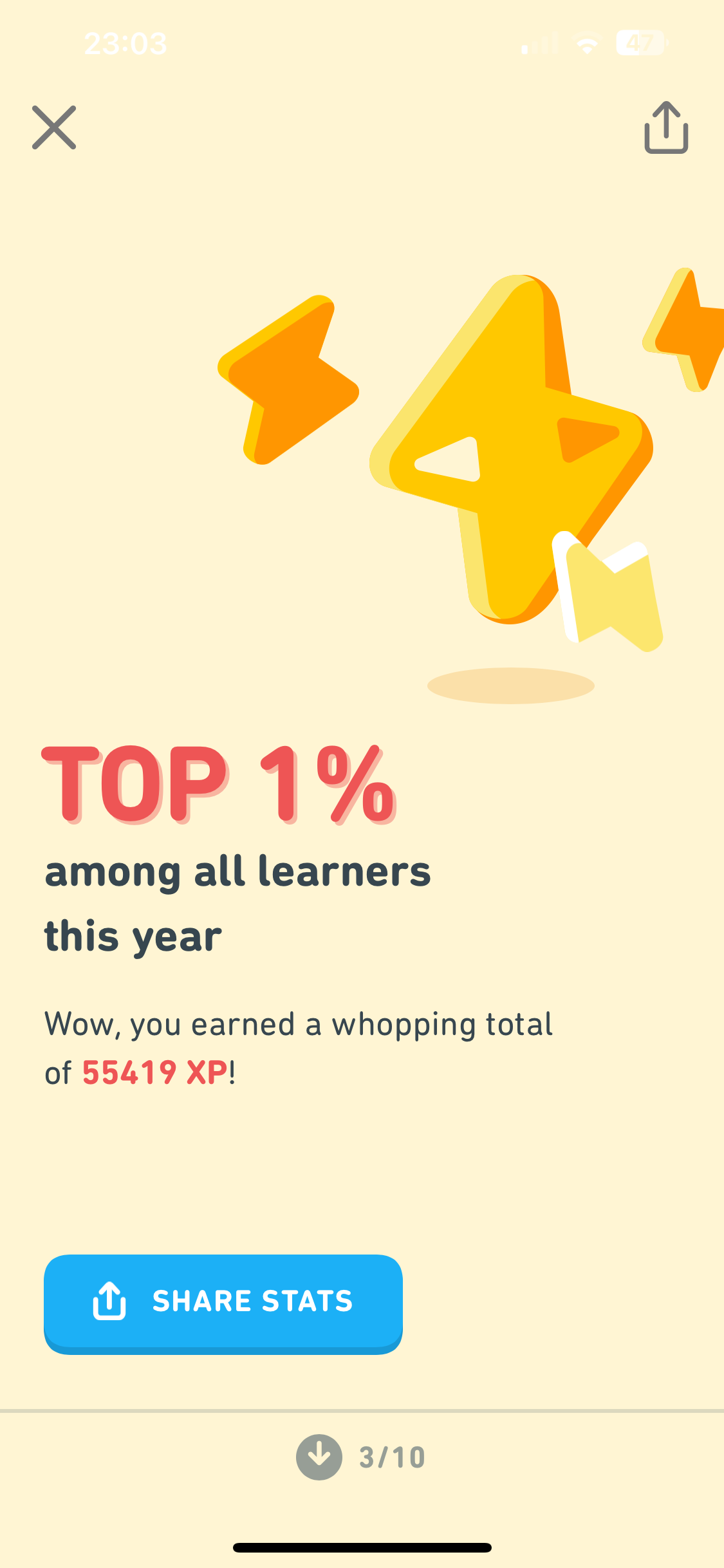 alt="duolingo year end statistics"