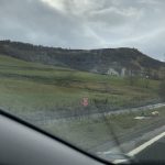 alt="view from car window as driving to Scotland"