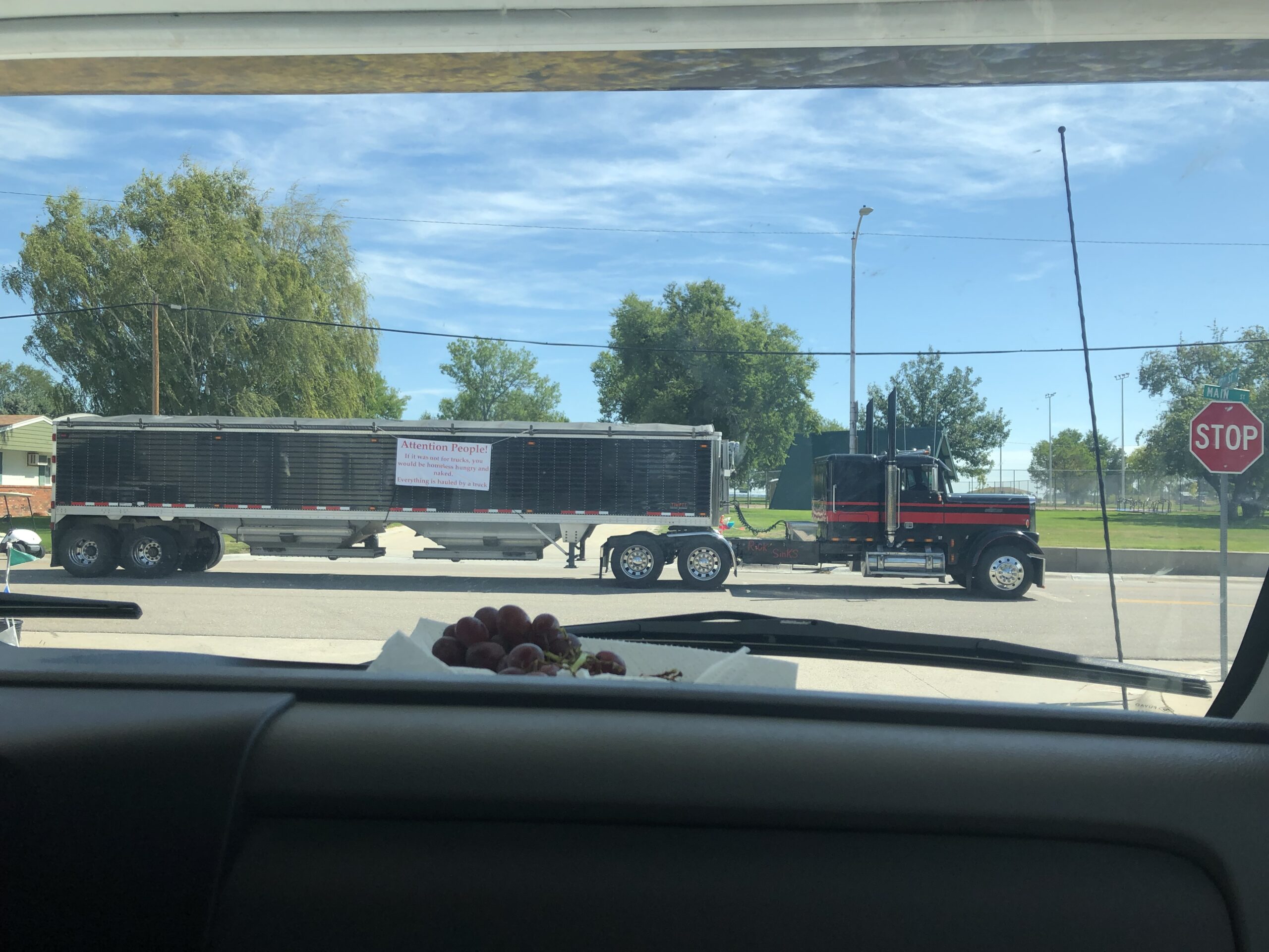 alt="large lorry across the road"